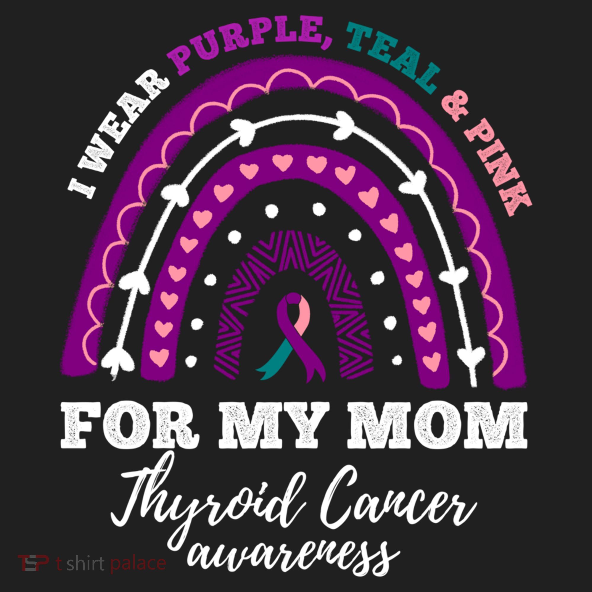 Rainbow I Wear Purple Teal Pink For My Mom Thyroid Cancer Funny Gift Hat