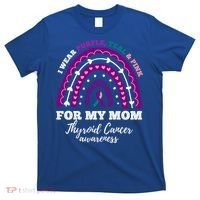 Rainbow I Wear Purple Teal Pink For My Mom Thyroid Cancer Funny Gift T-Shirt thumb 0
