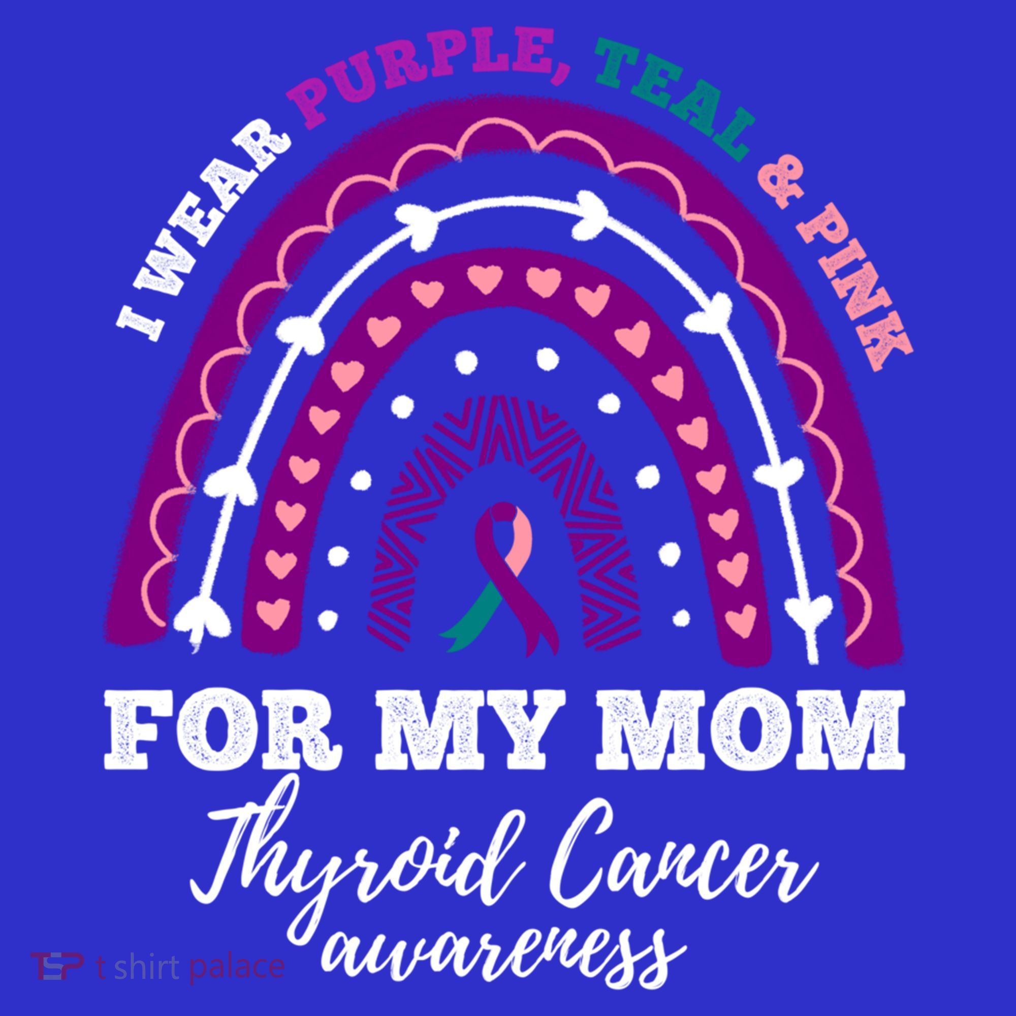 Rainbow I Wear Purple Teal Pink For My Mom Thyroid Cancer Funny Gift Women's Tank Top
