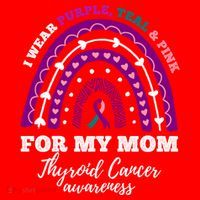 Rainbow I Wear Purple Teal Pink For My Mom Thyroid Cancer Funny Gift Santa Hat thumb 1