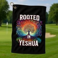 Rooted In Yeshua Meaningful Gift Golf Towel thumb 1