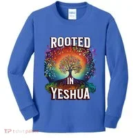 Rooted In Yeshua Meaningful Gift Kids Long Sleeve Shirt thumb 0