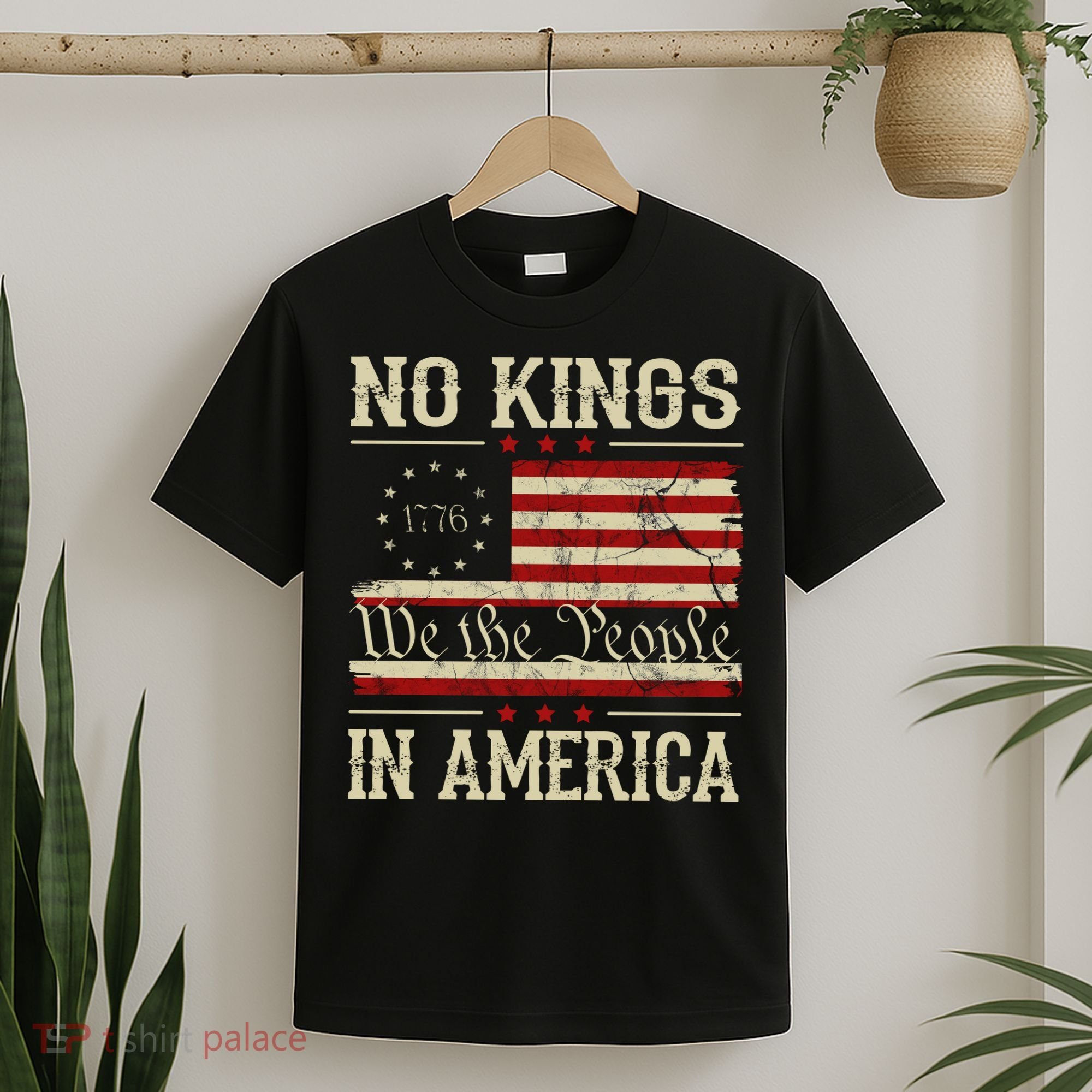 Retro June 14th No Kings In America 1776 USA Flag T-Shirt
