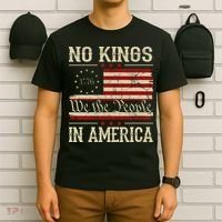 Retro June 14th No Kings In America 1776 USA Flag T-Shirt thumb 6