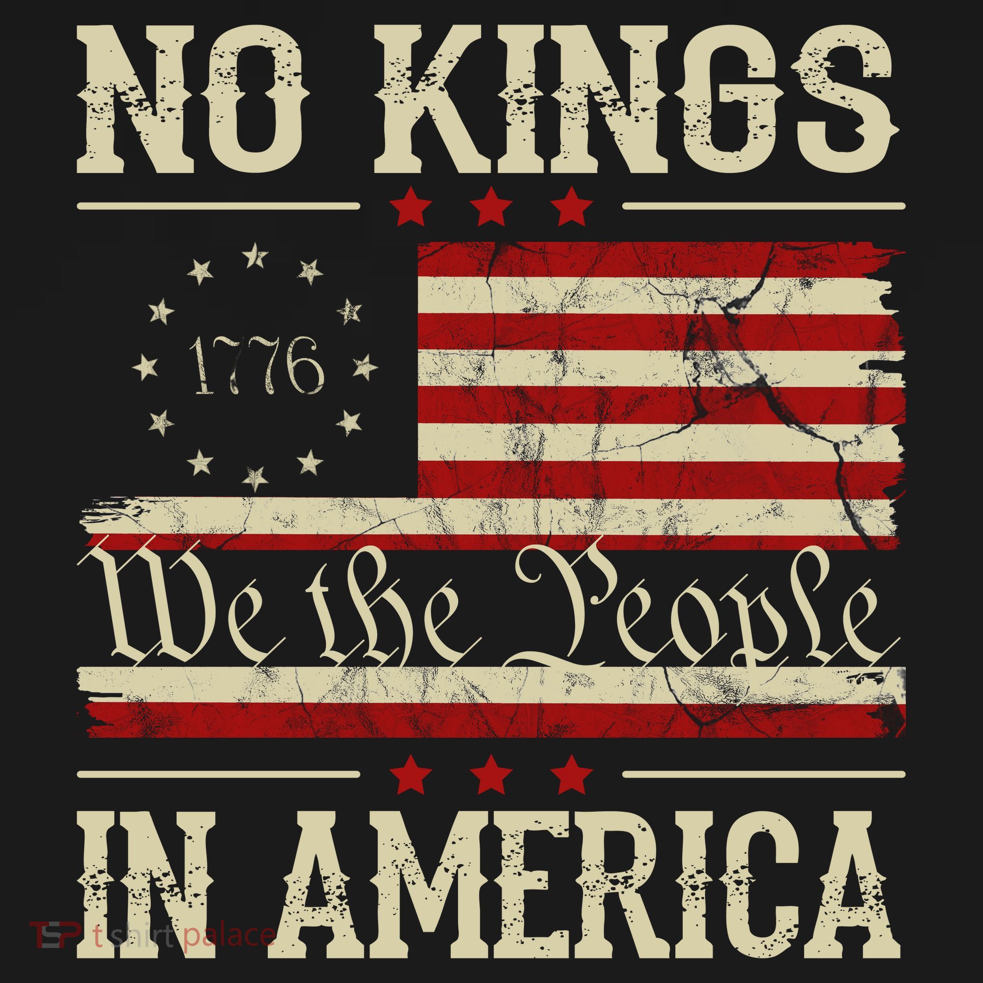 Retro June 14th No Kings In America 1776 USA Flag T-Shirt