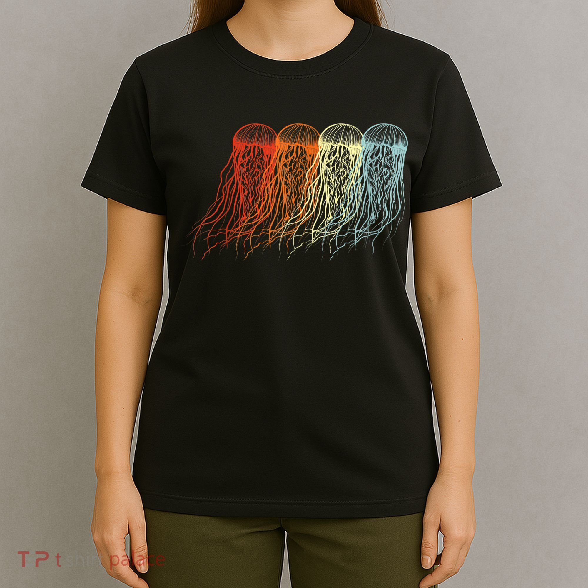 Retro Jellyfish 70s Ocean Sea Beach Animals Jelly T-Shirt