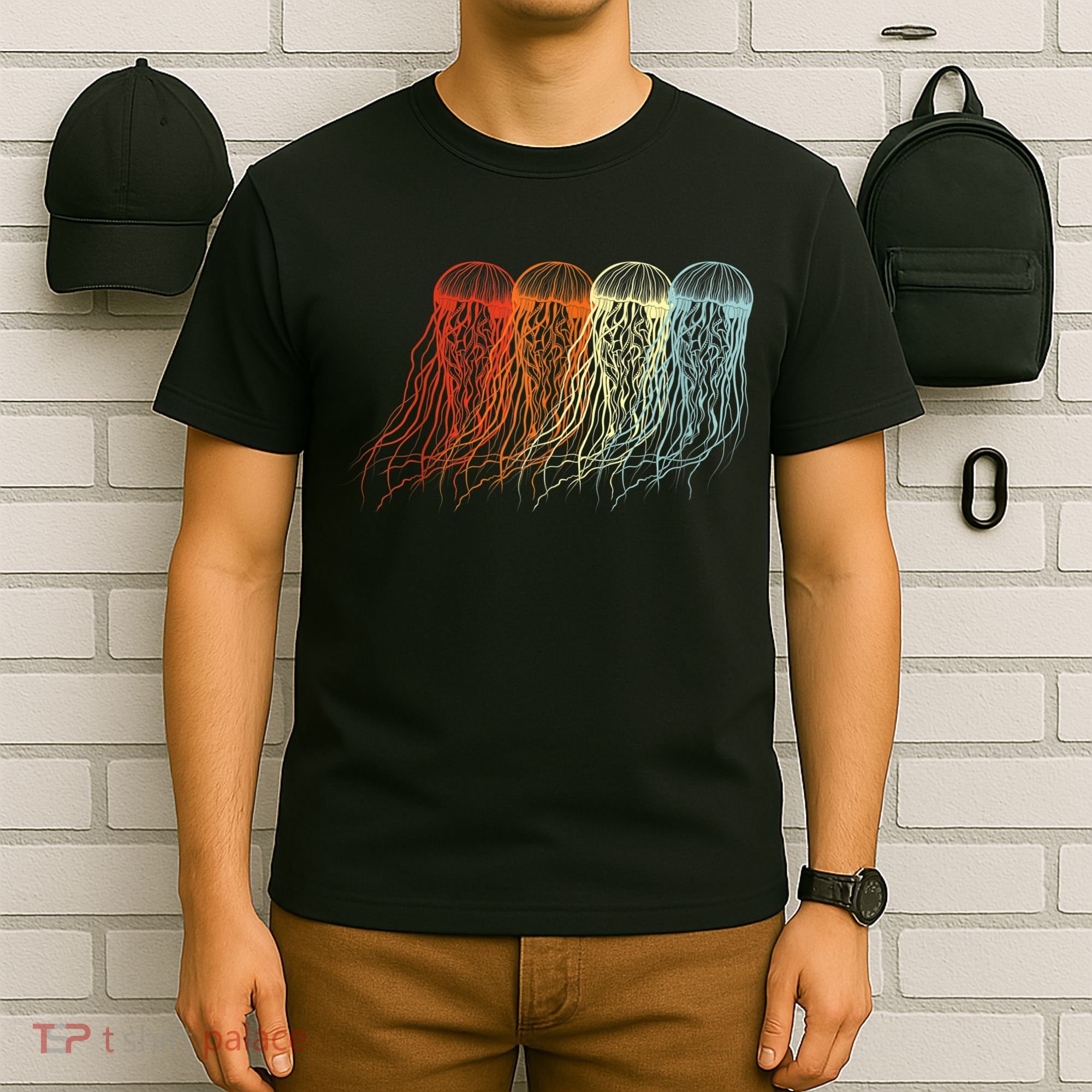 Retro Jellyfish 70s Ocean Sea Beach Animals Jelly T-Shirt