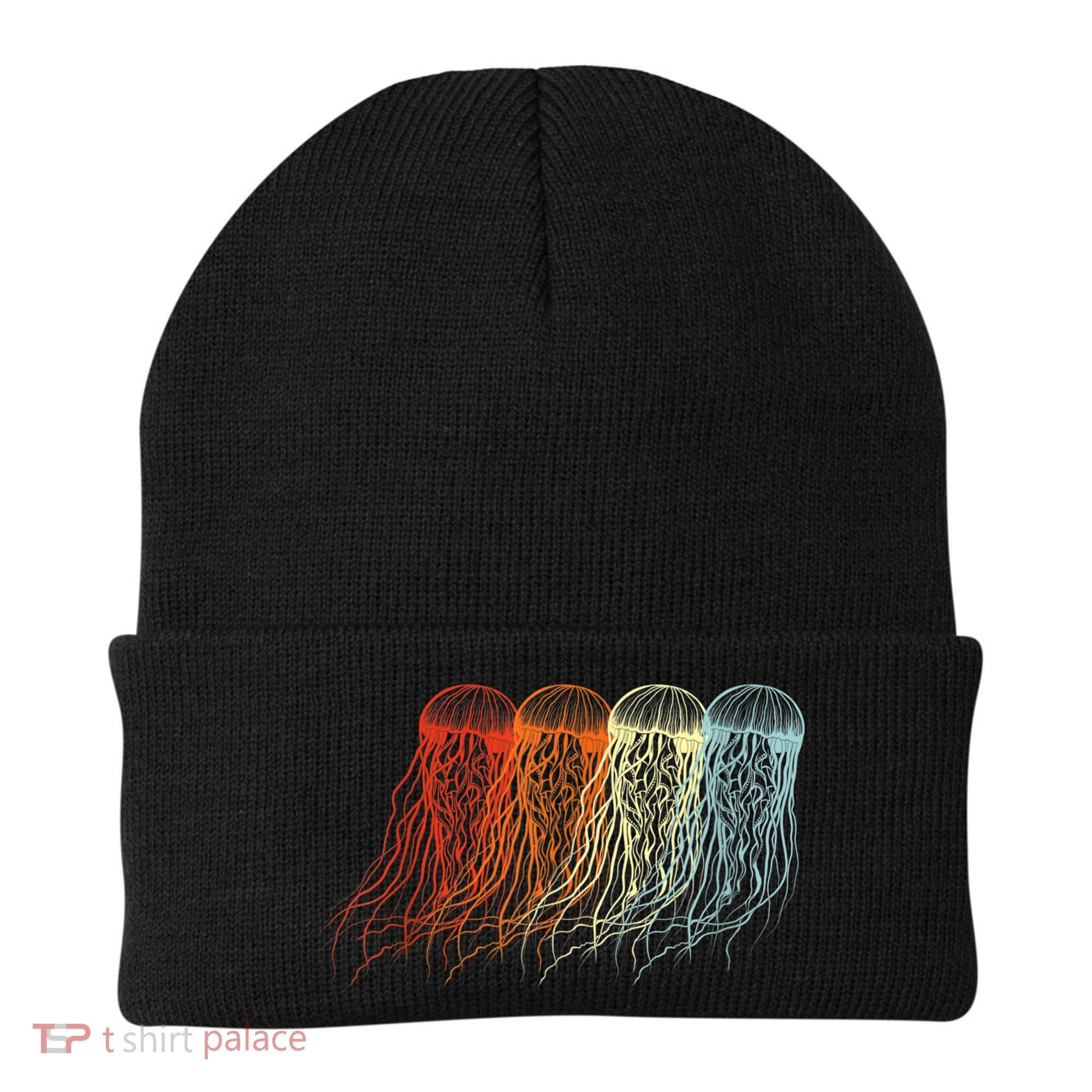 Retro Jellyfish 70s Ocean Sea Beach Animals Jelly Beanie