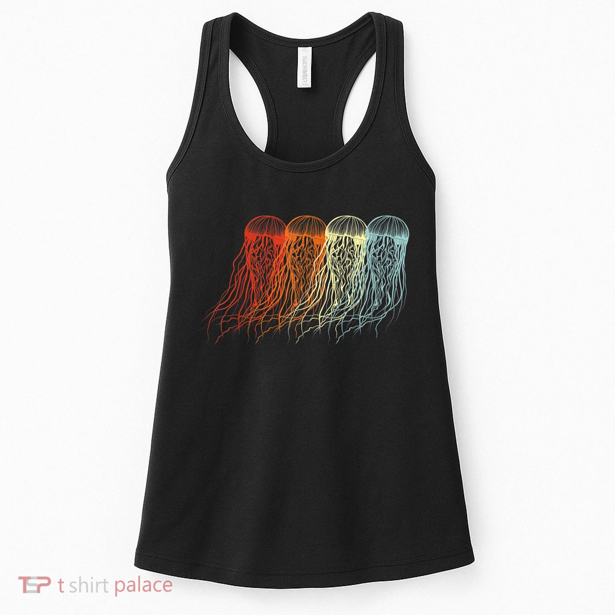Retro Jellyfish 70s Ocean Sea Beach Animals Jelly Women's Tank Top