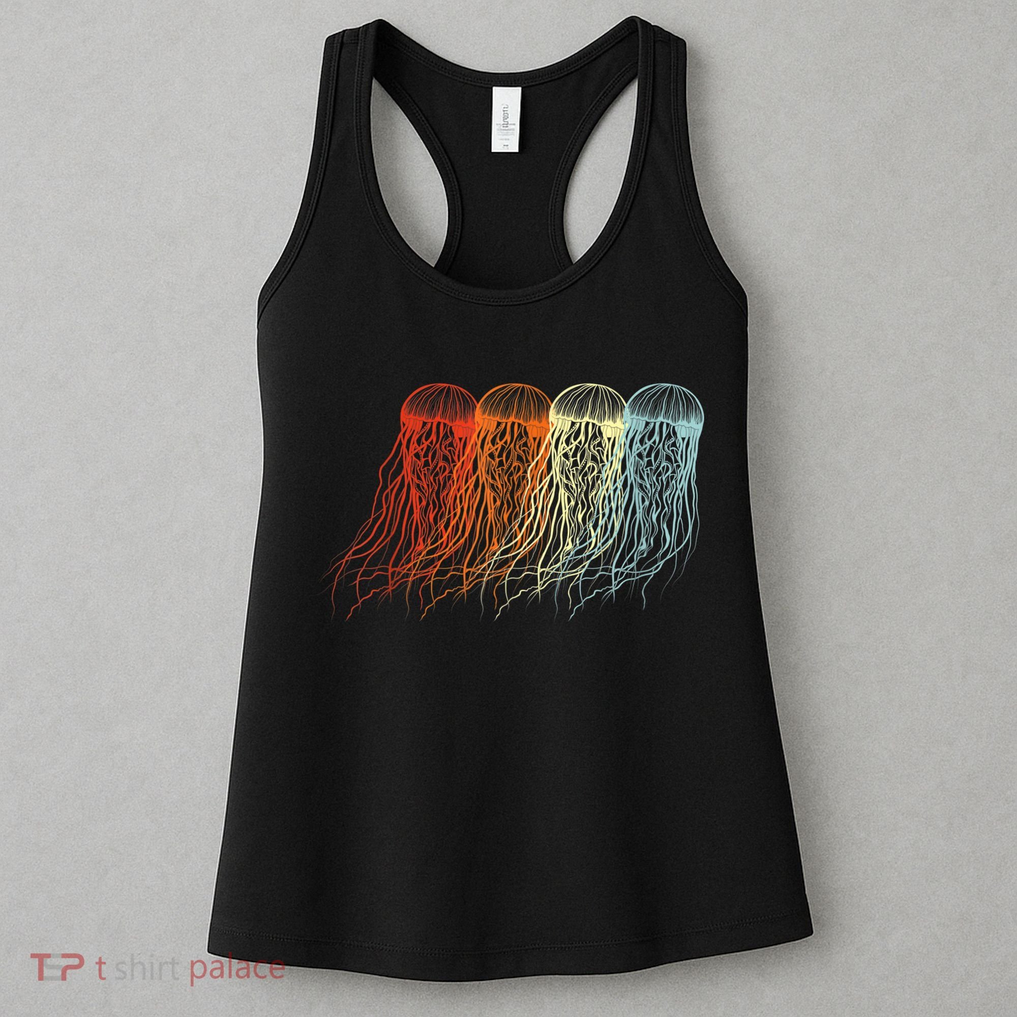 Retro Jellyfish 70s Ocean Sea Beach Animals Jelly Women's Tank Top