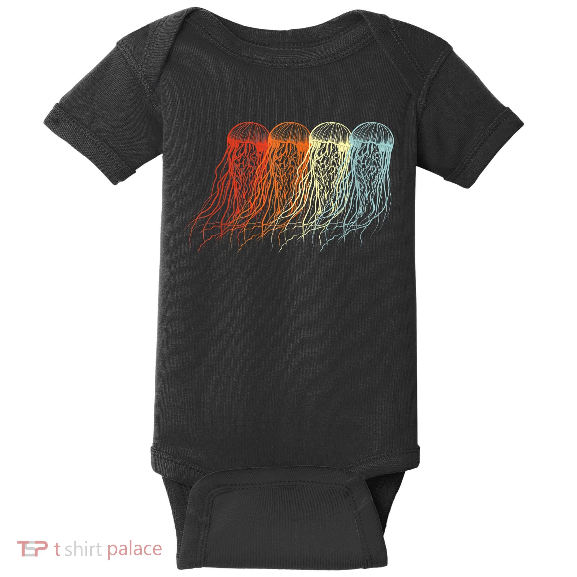 Retro Jellyfish 70s Ocean Sea Beach Animals Jelly Baby Bodysuit