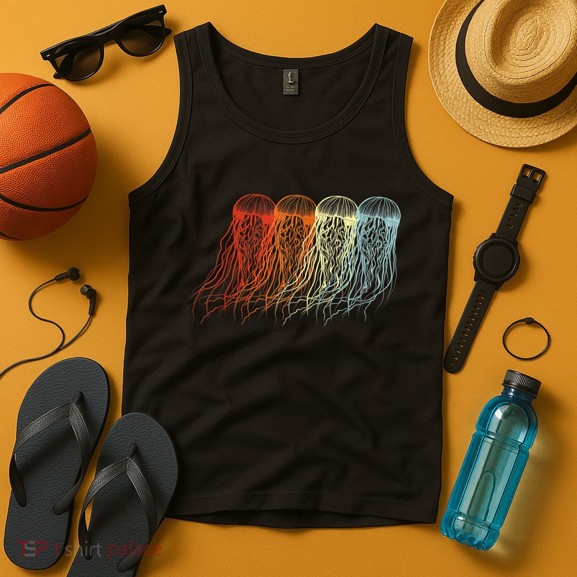 Retro Jellyfish 70s Ocean Sea Beach Animals Jelly Tank Top