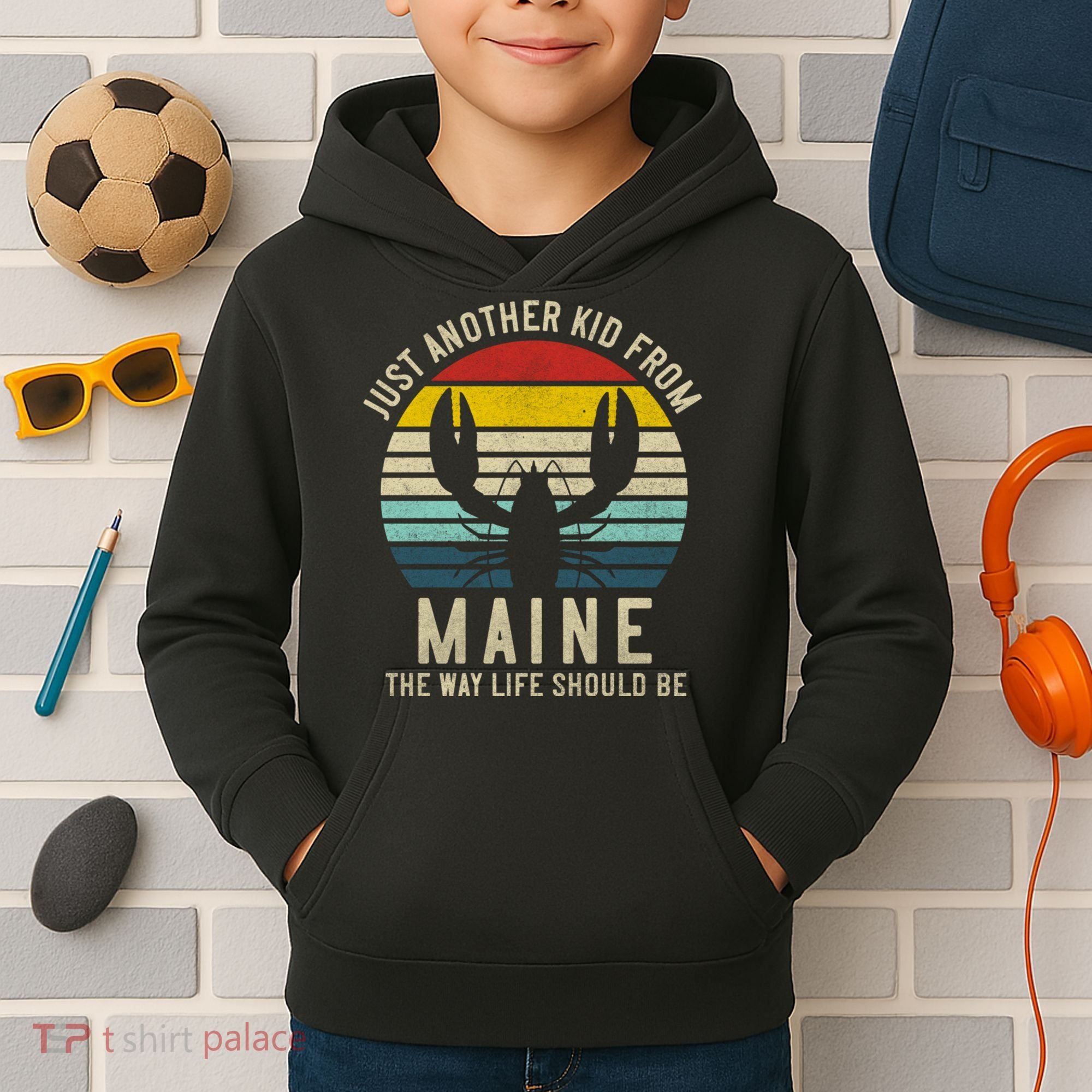 Retro Just A From Maine The Way Life Should Be! Kids Hoodie