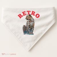 Retro Jaguar Animal Oversized USA-Made Doggie Bandana thumb 0