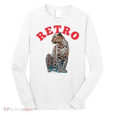 Retro Jaguar Animal Oversized Long Sleeve Shirt