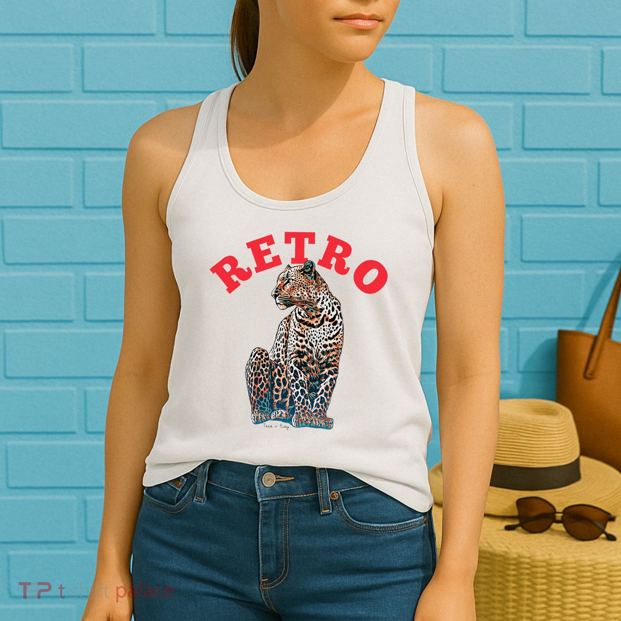 Retro Jaguar Animal Oversized Women's Tank Top