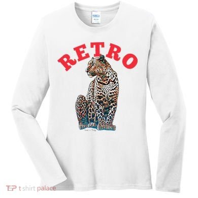 Retro Jaguar Animal Oversized Women's Long Sleeve Shirt