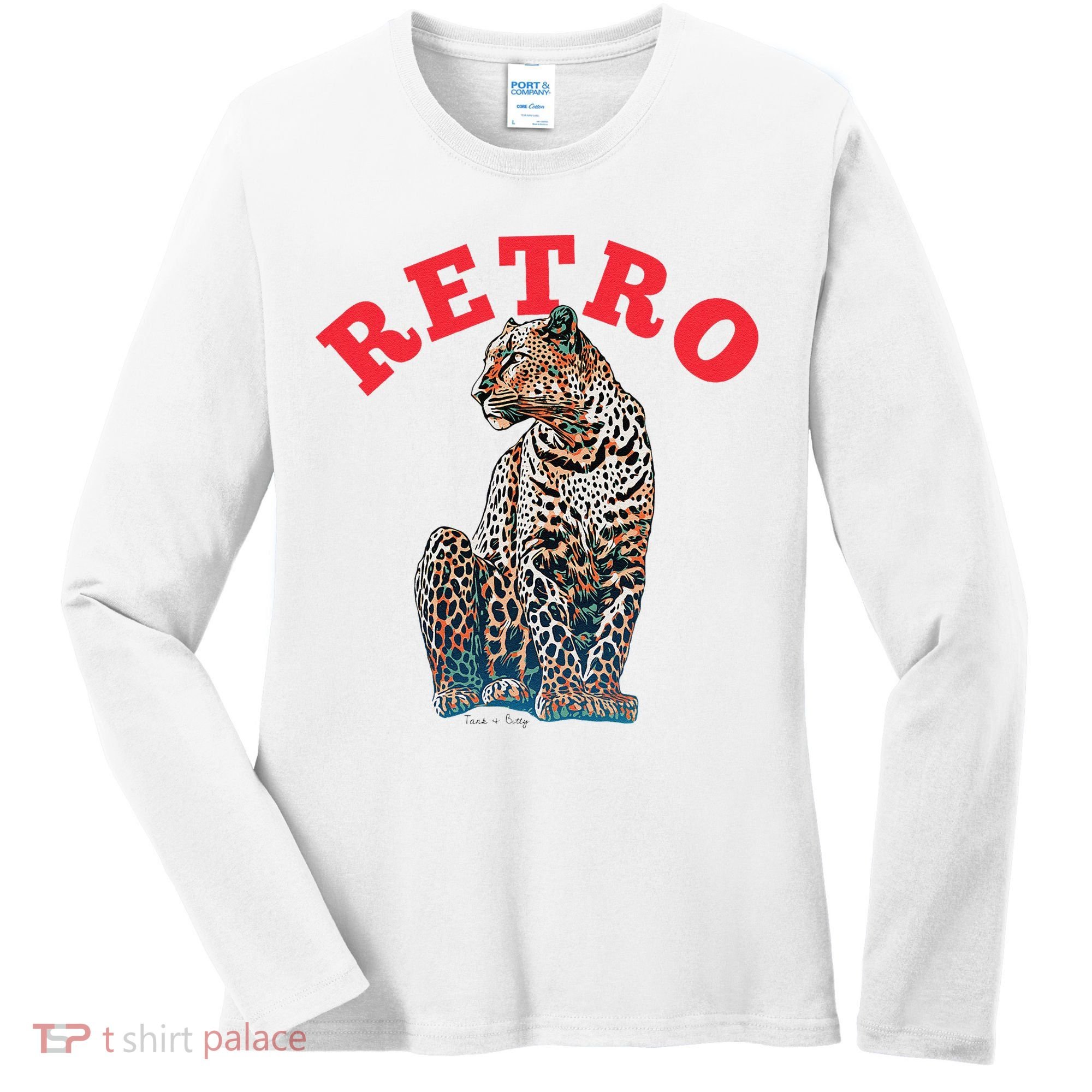 Retro Jaguar Animal Oversized Women's Long Sleeve Shirt