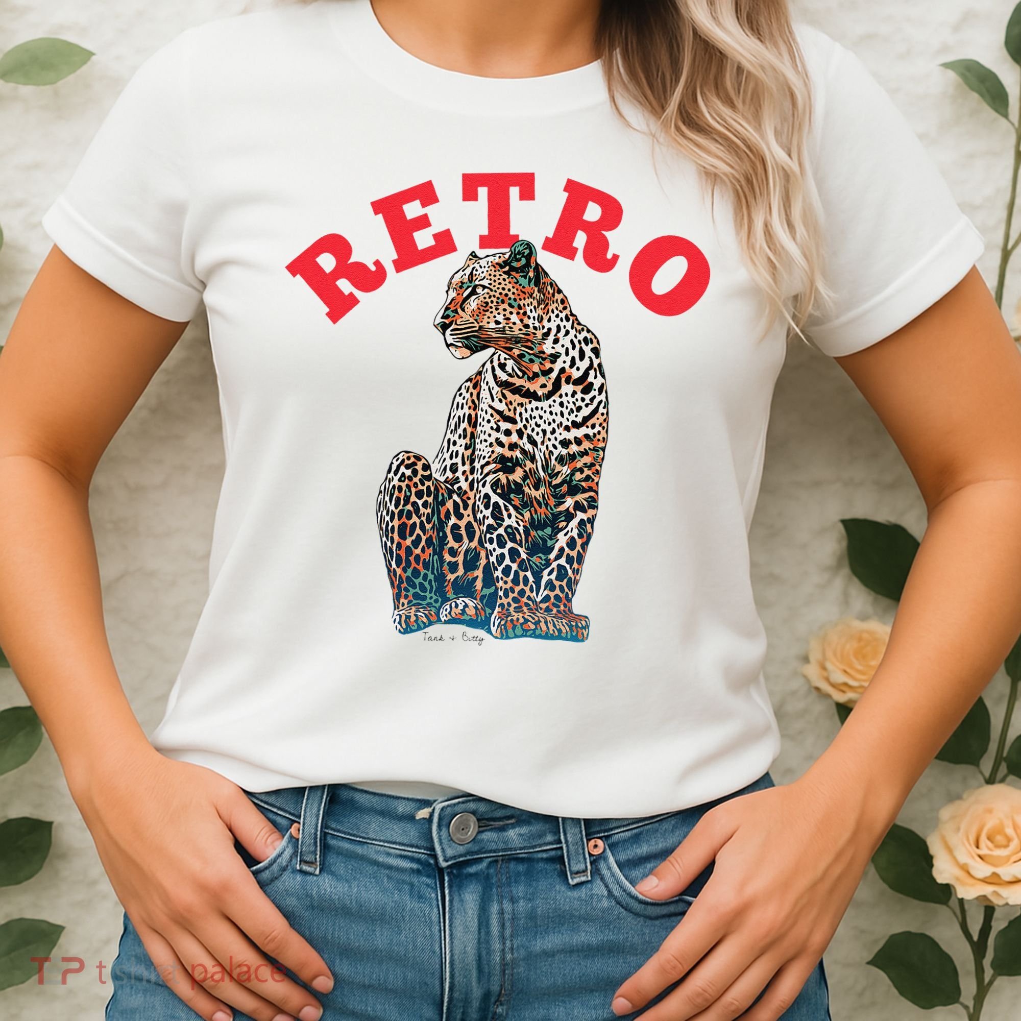 Retro Jaguar Animal Oversized Women's T-Shirt