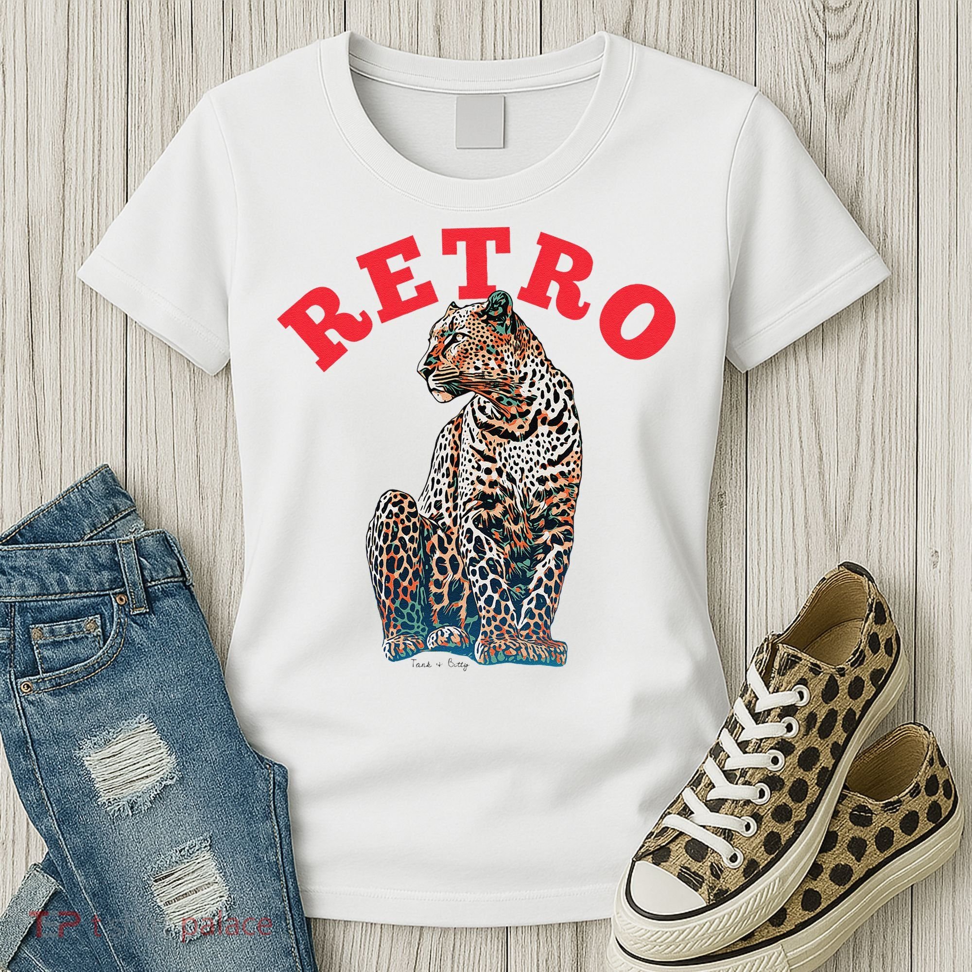 Retro Jaguar Animal Oversized Women's T-Shirt