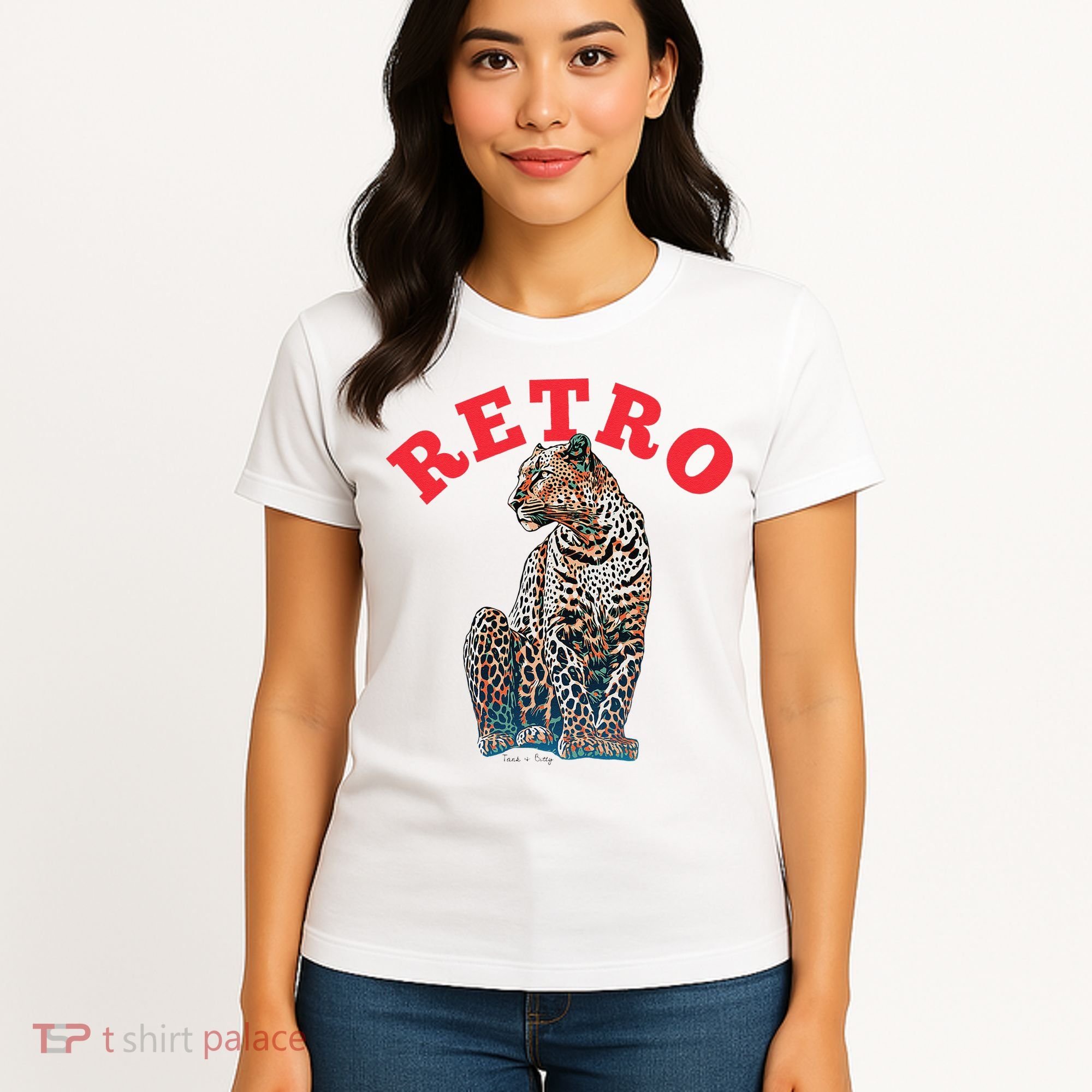 Retro Jaguar Animal Oversized Women's T-Shirt