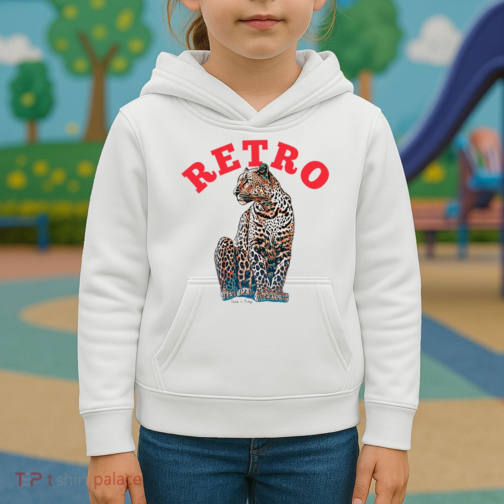 Retro Jaguar Animal Oversized Kids Hoodie
