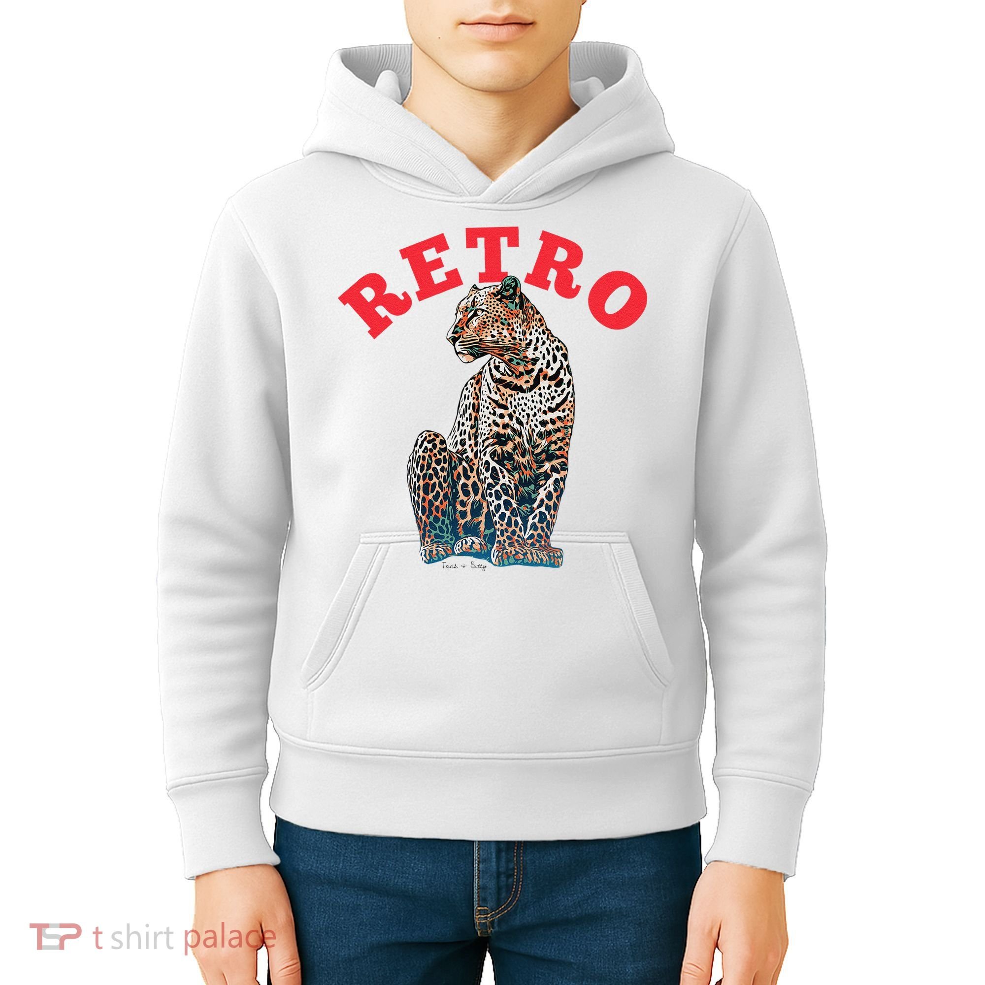 Retro Jaguar Animal Oversized Kids Hoodie