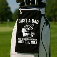 Raccoon Just A Dad Who Always Came Back With The Milk  Golf Towel thumb 2