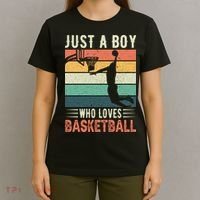 Retro Just A Boy Who Loves Basketball Gift Funny Sport T-Shirt thumb 4