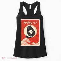 Retro Japanese Anime Cat Kawaii Japanese Word Women's Tank Top thumb 0
