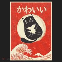 Retro Japanese Anime Cat Kawaii Japanese Word Golf Towel thumb 3