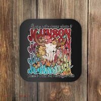 Retro Johnson Bull Skull Music Country 70s Cowboy Boots Coaster thumb 0
