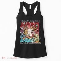 Retro Johnson Bull Skull Music Country 70s Cowboy Boots Women's Tank Top thumb 0