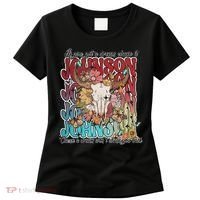 Retro Johnson Bull Skull Music Country 70s Cowboy Boots Women's T-Shirt thumb 0