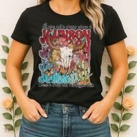 Retro Johnson Bull Skull Music Country 70s Cowboy Boots Women's T-Shirt thumb 2