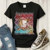 Retro Johnson Bull Skull Music Country 70s Cowboy Boots Women's T-Shirt thumb 3