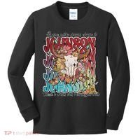 Retro Johnson Bull Skull Music Country 70s Cowboy Boots Kids Long Sleeve Shirt thumb 0