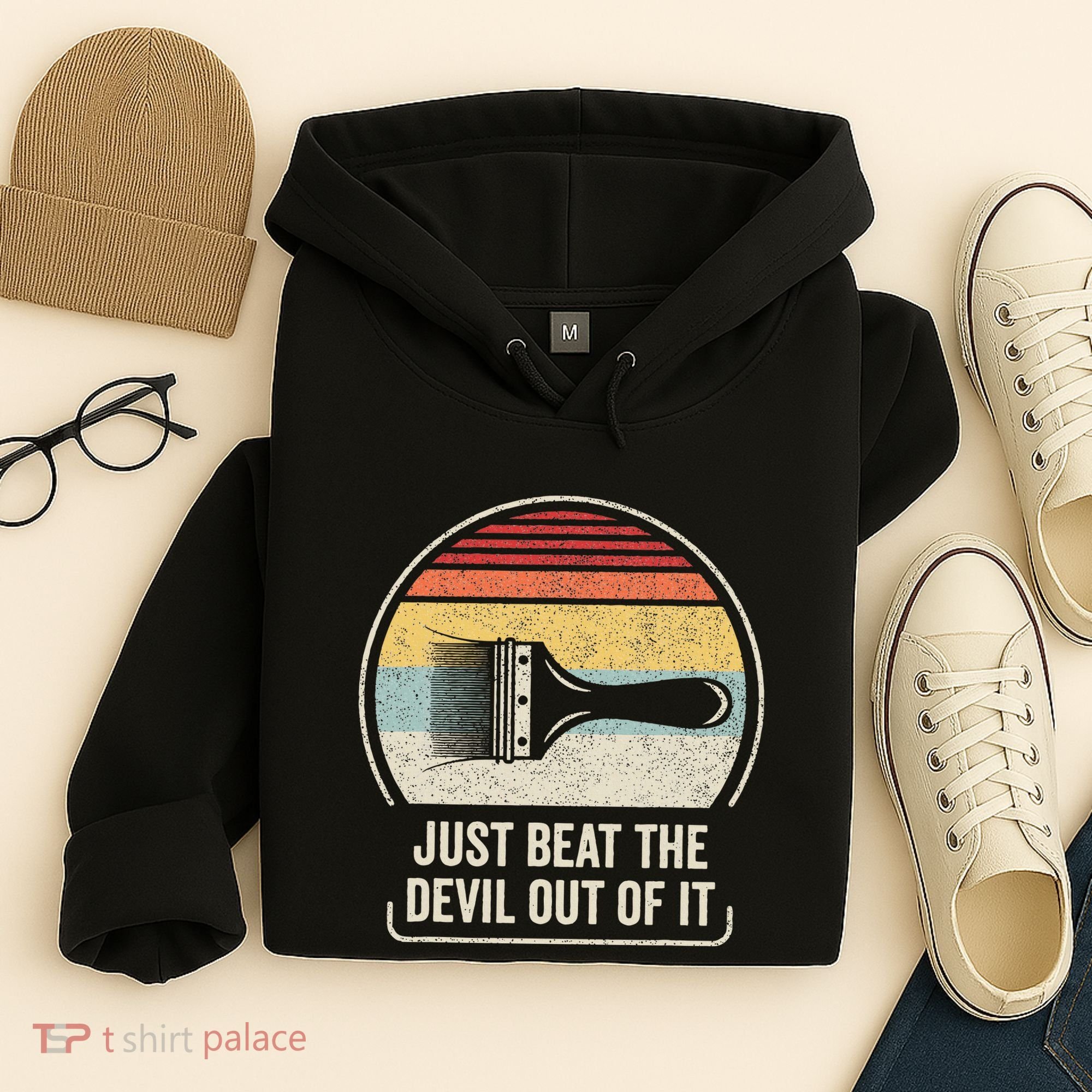 Retro Just Beat The Devil Out Of It Artist Drawing Hoodie