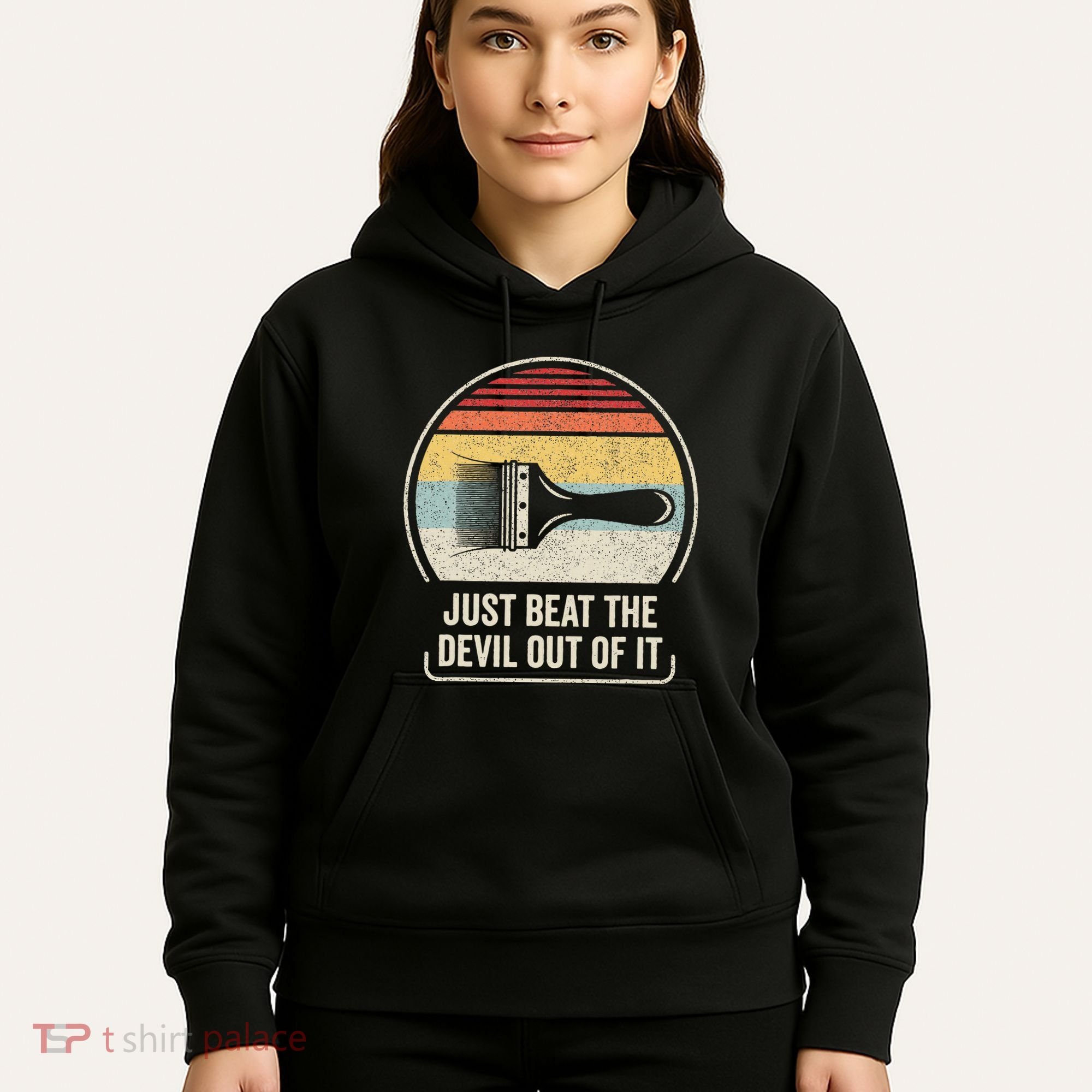 Retro Just Beat The Devil Out Of It Artist Drawing Hoodie