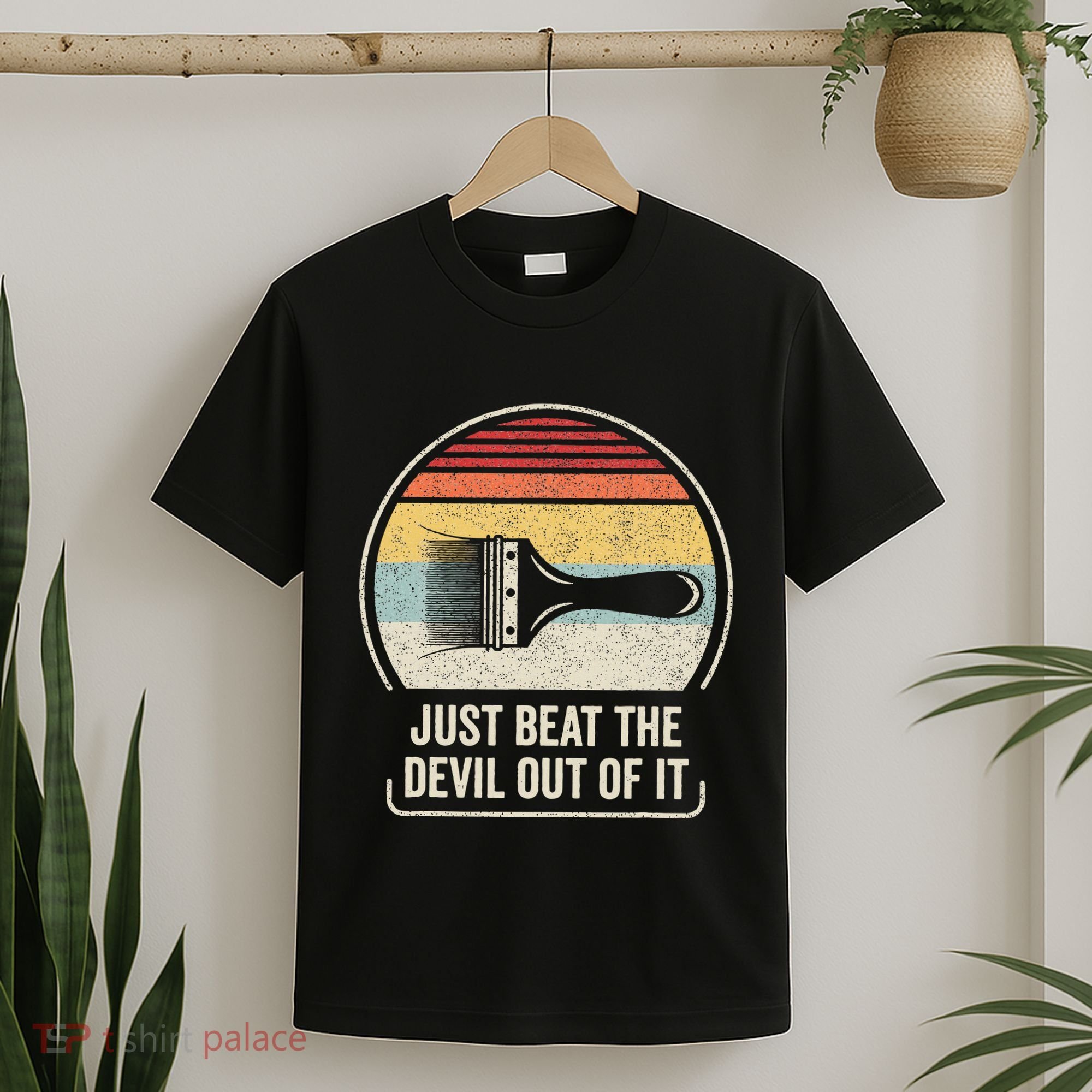 Retro Just Beat The Devil Out Of It Artist Drawing T-Shirt