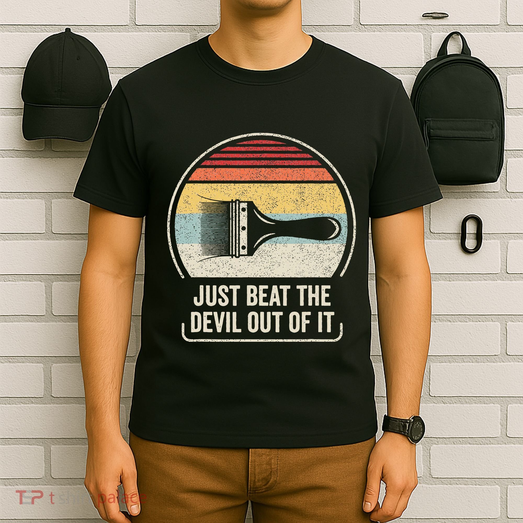 Retro Just Beat The Devil Out Of It Artist Drawing T-Shirt