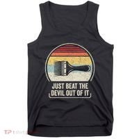 Retro Just Beat The Devil Out Of It Artist Drawing Tank Top thumb 0