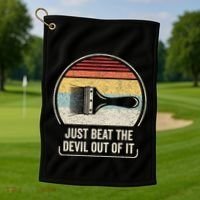 Retro Just Beat The Devil Out Of It Artist Drawing Golf Towel thumb 1