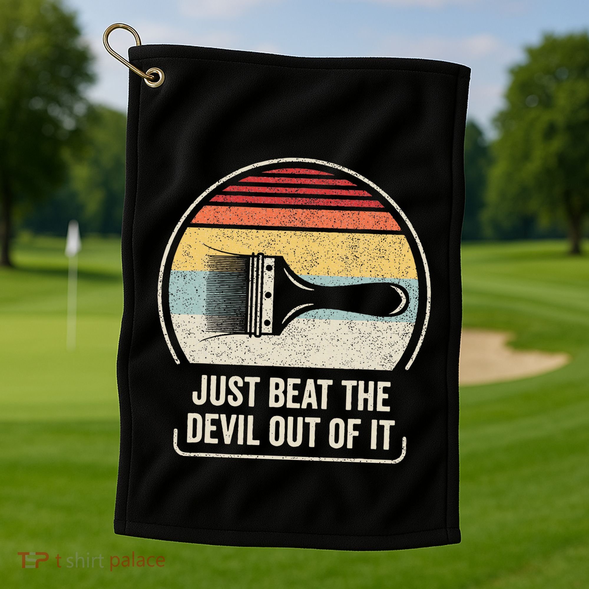 Retro Just Beat The Devil Out Of It Artist Drawing Golf Towel