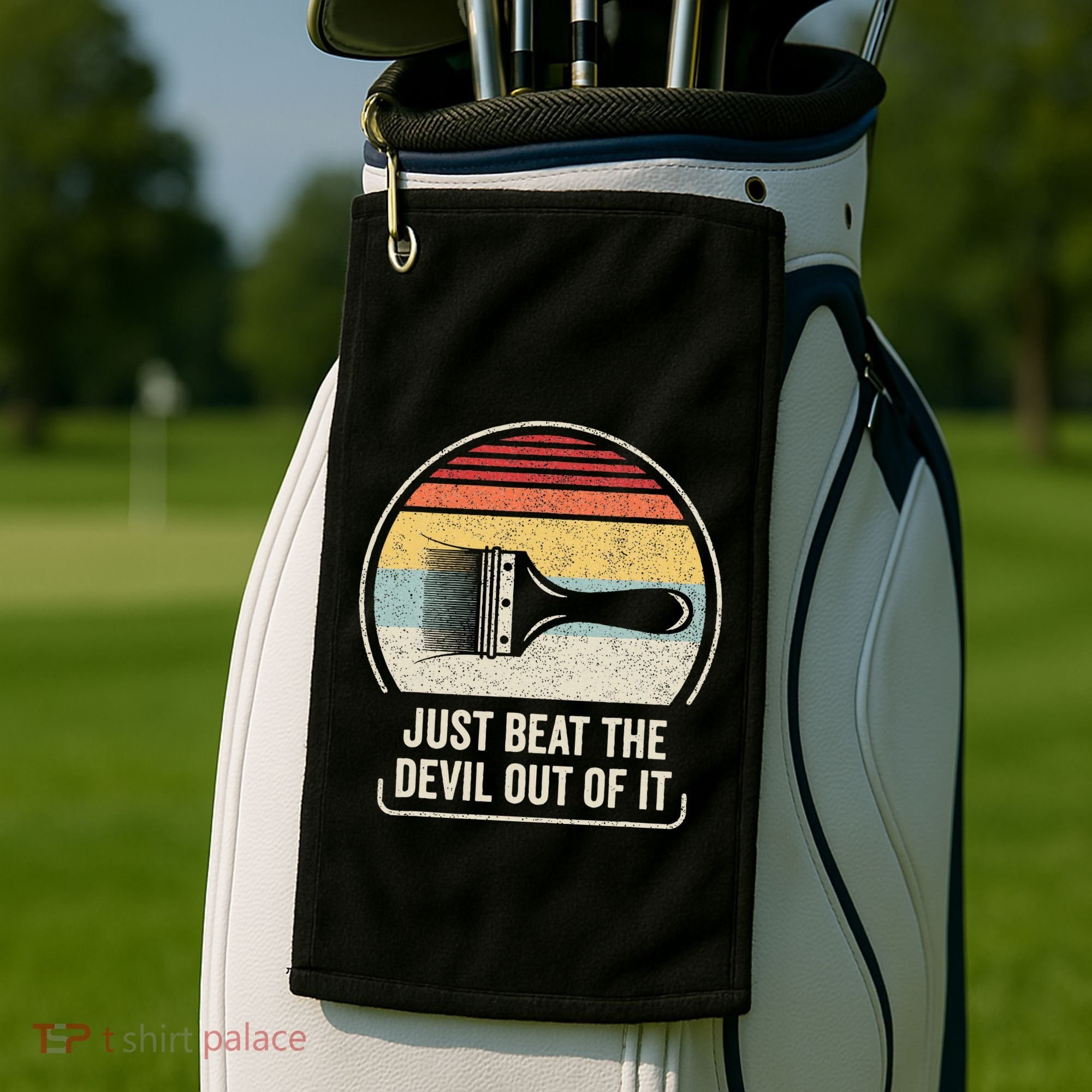 Retro Just Beat The Devil Out Of It Artist Drawing Golf Towel