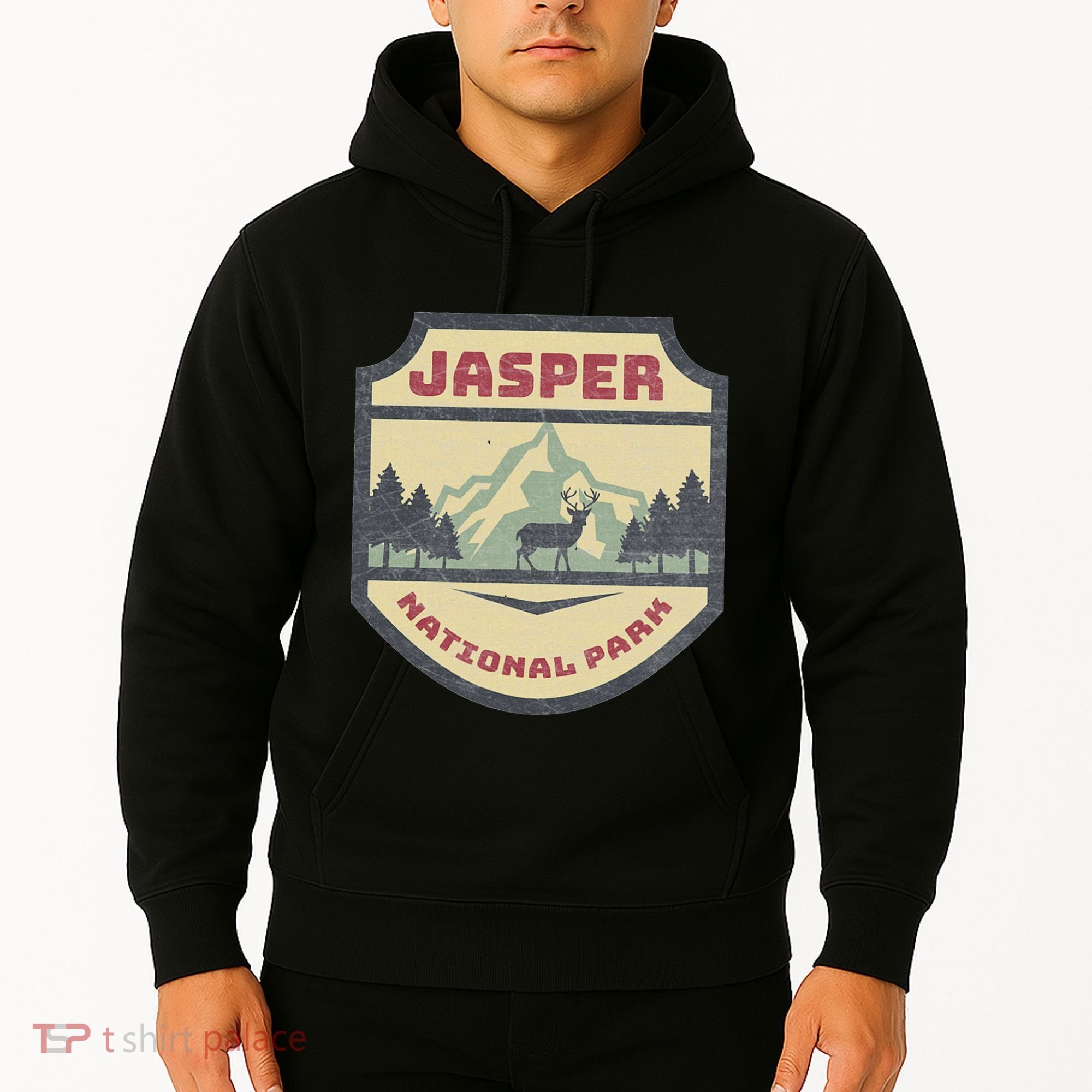 Retro Jasper Canadian National Park Camping Hiking Souvenir Hoodie