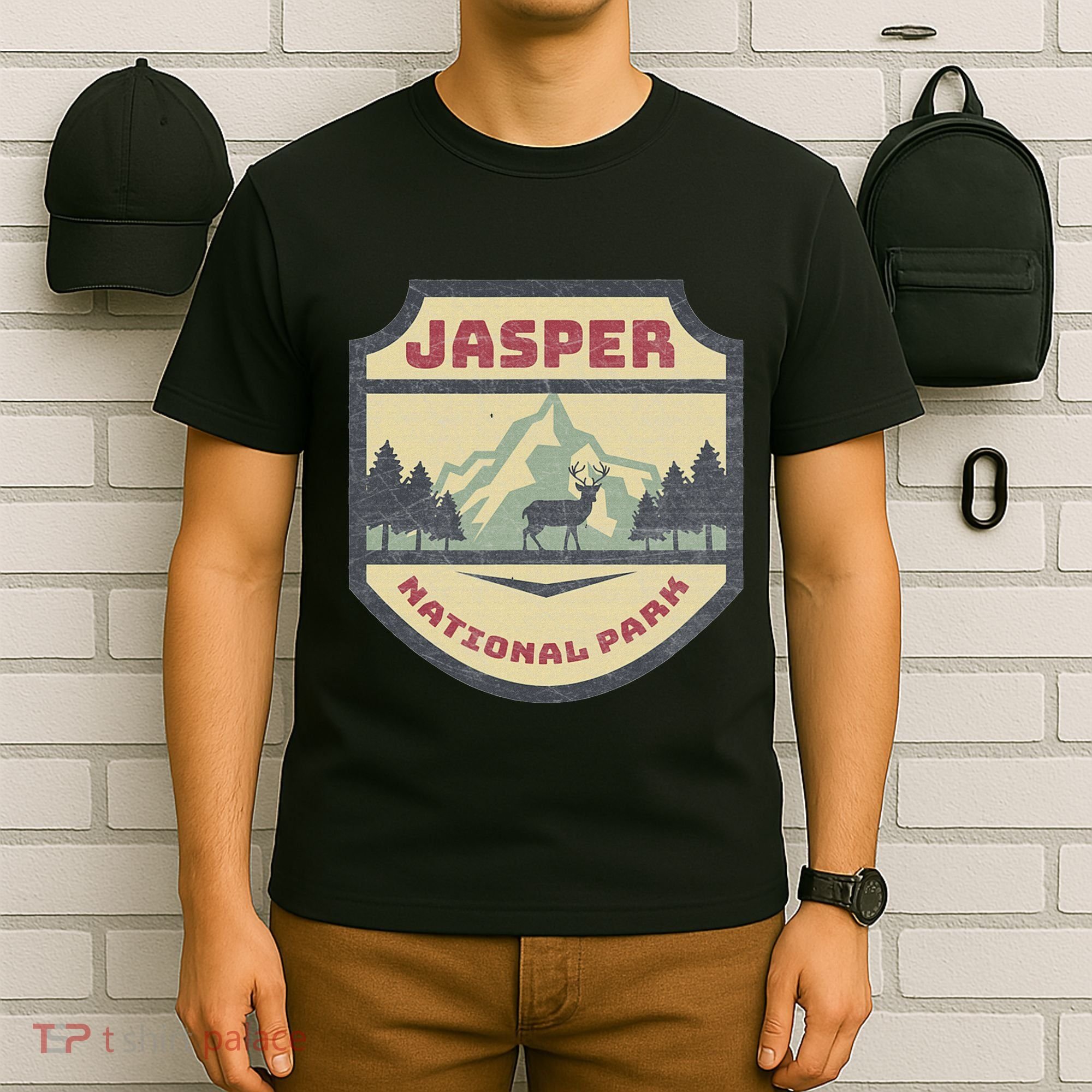 Retro Jasper Canadian National Park Camping Hiking Souvenir T-Shirt