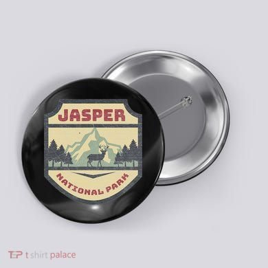 Retro Jasper Canadian National Park Camping Hiking Souvenir Button