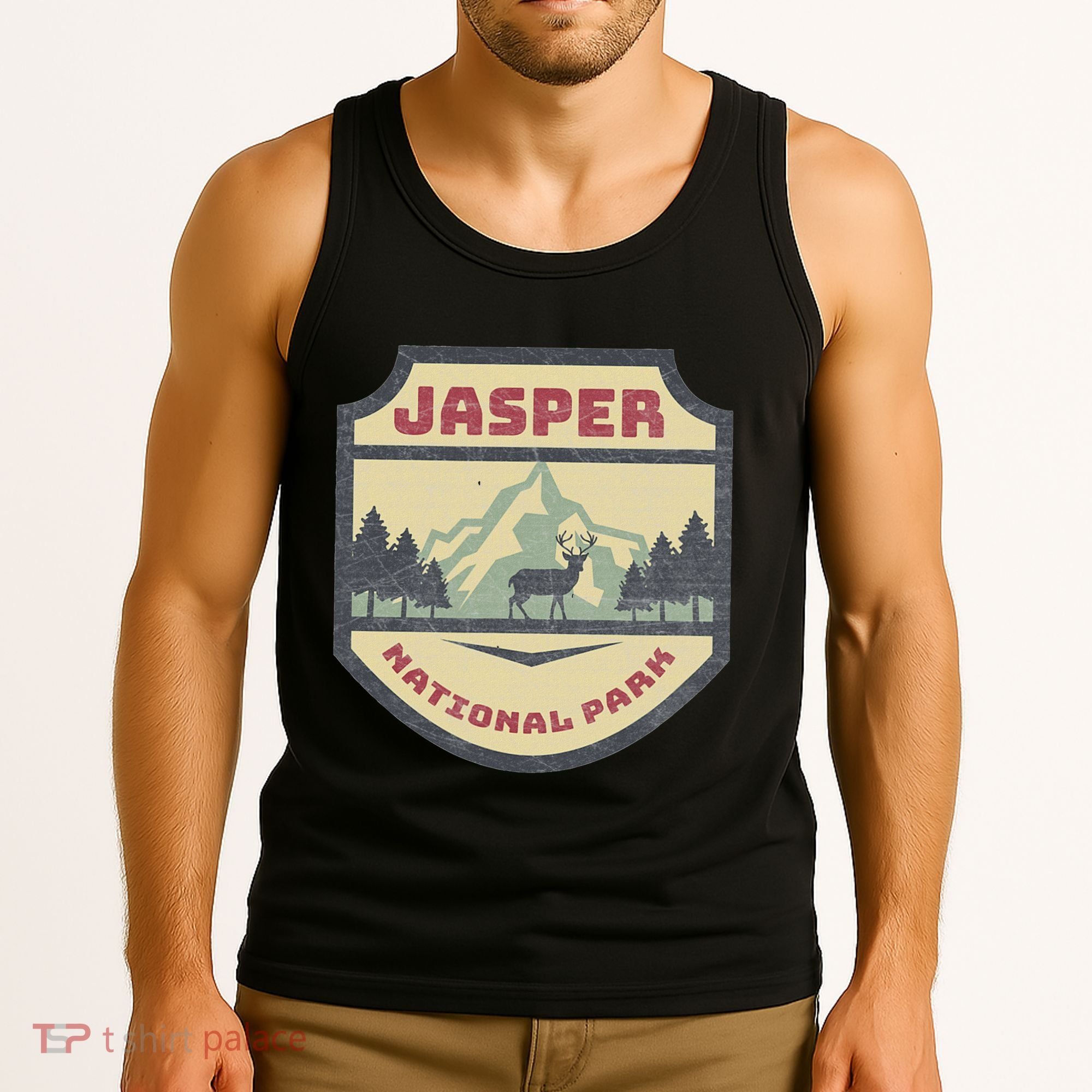 Retro Jasper Canadian National Park Camping Hiking Souvenir Tank Top