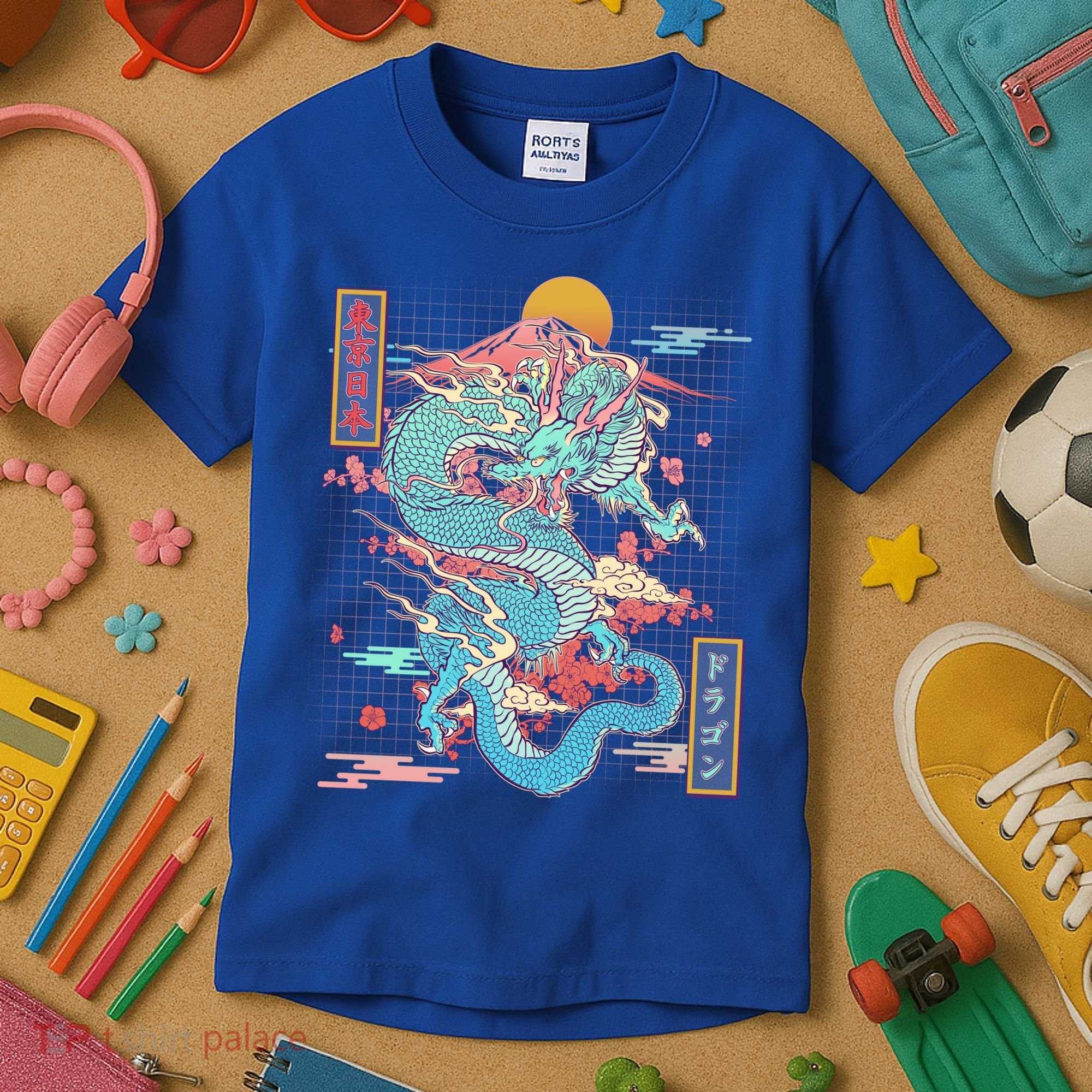 Retro Japanese Dragon Tokyo Japan Kids T-Shirt